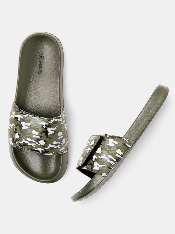 R&B Men Printed Sliders With Velcro