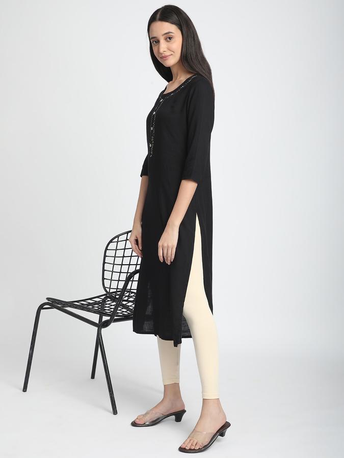 Women Cotton Lycra Elasticated Waist Full Length Solid Leggings