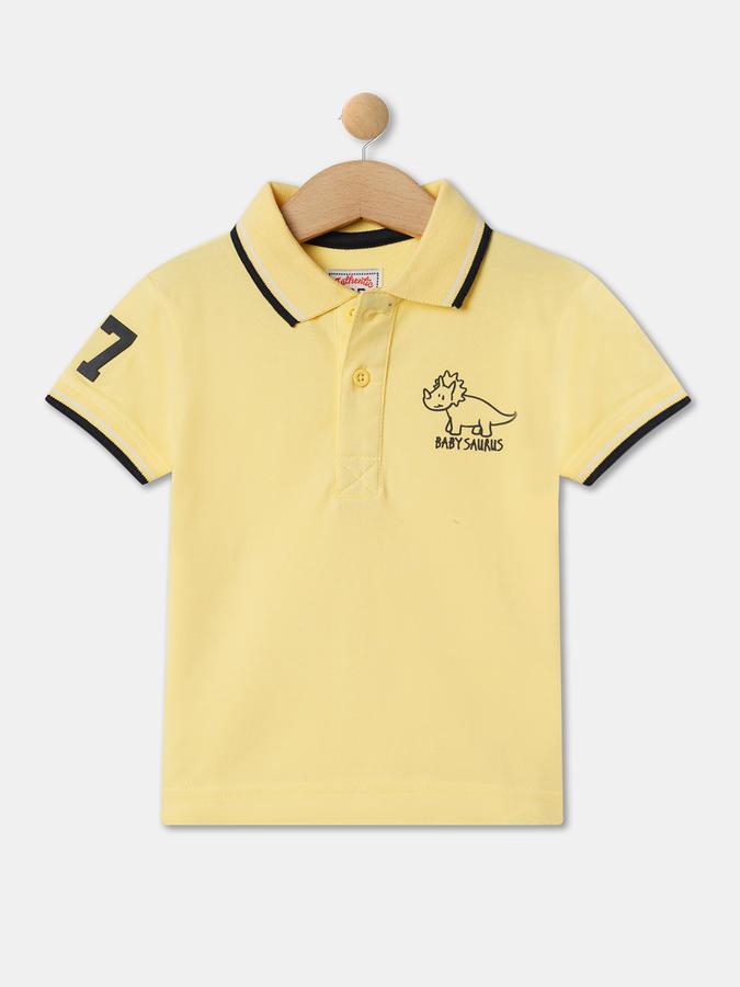 Boys Typographic Print Relaxed Fit Polo T-Shirt image number 0