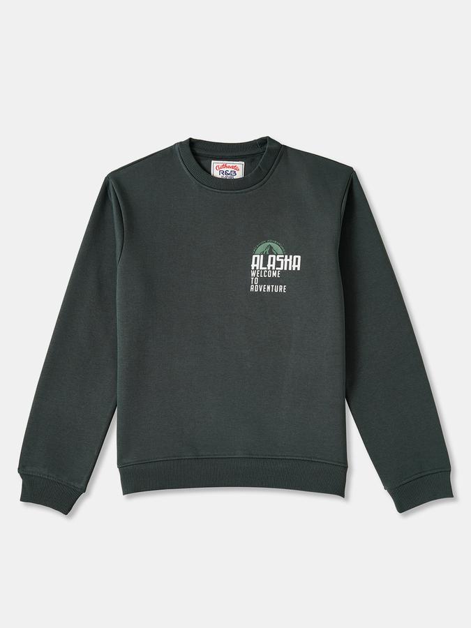 R&B Boys' Dark Green Printed Sweatshirt