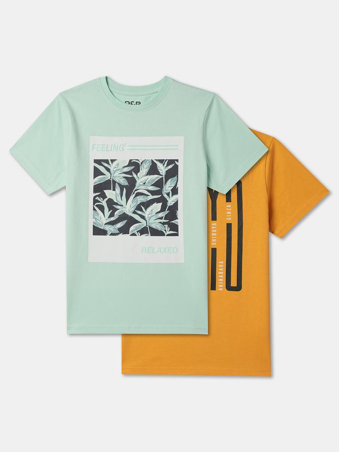 Pack of 2 Boys Regular Fit Graphic Print T-Shirts