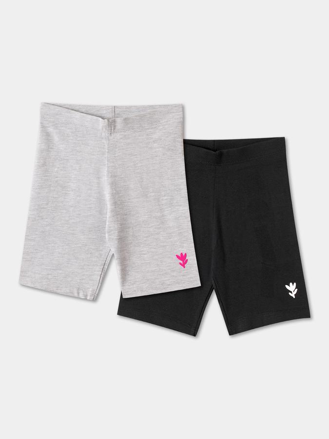 Girls Cotton Blend Mid Rise Elastic Waist Clean Hem Shorts