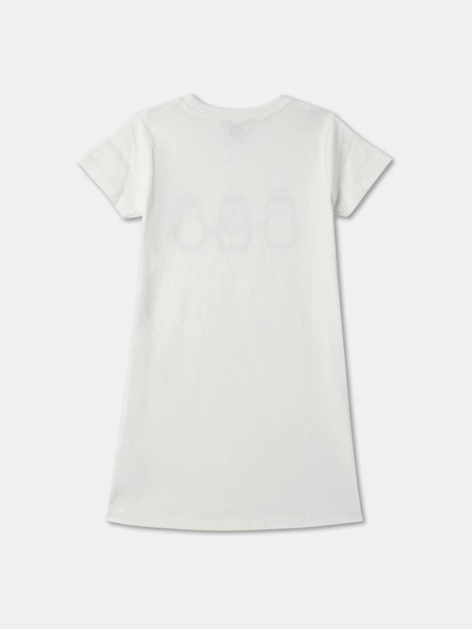 Girls Cotton Graphic Print Round Neck Short Sleeves Bow Detail Sleepwear Set