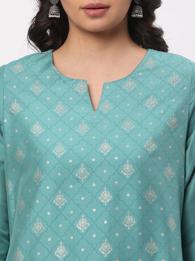 Women Poly Blend Regular Fit Round Neck Printed Kurta