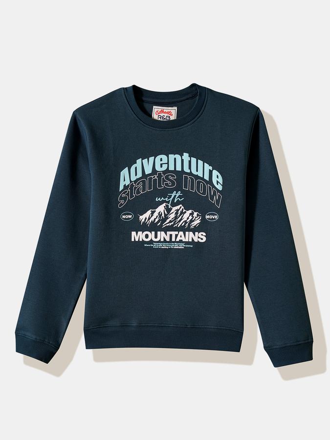 Boys Cotton Blend Relaxed Fit Crew Neck Graphic Sweatshirt