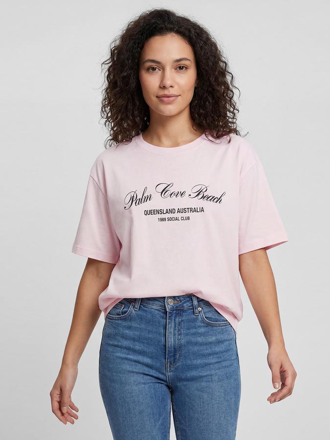 R&B Pink Graphic Print Women Round Neck Regular Fit Short Sleeves T-Shirt 