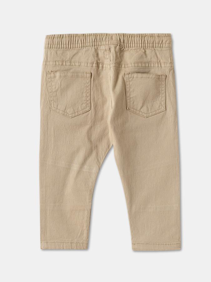 Boys Twill Regular Fit Drawstring Waist Clean Hem Trousers