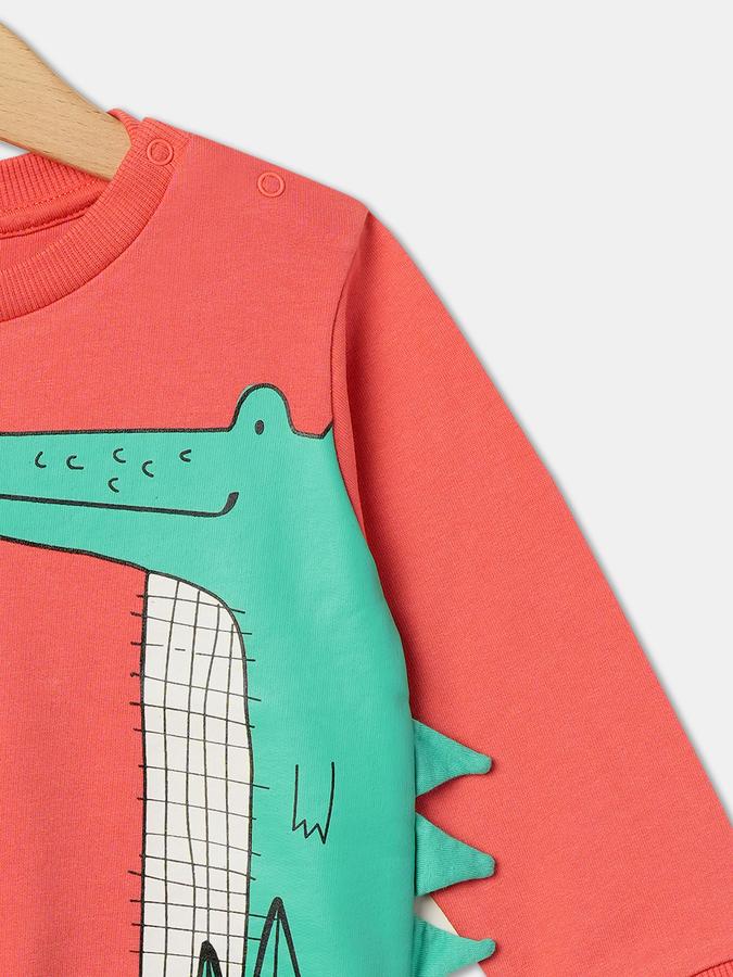 Boys Cotton Regular Fit Crew Neck Graphic Sweatshirt