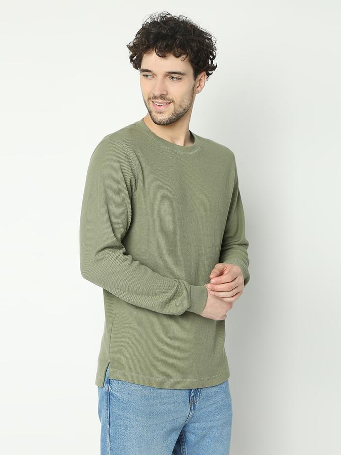 Men Cotton Blend Regular Fit Crew Neck Solid T-shirt