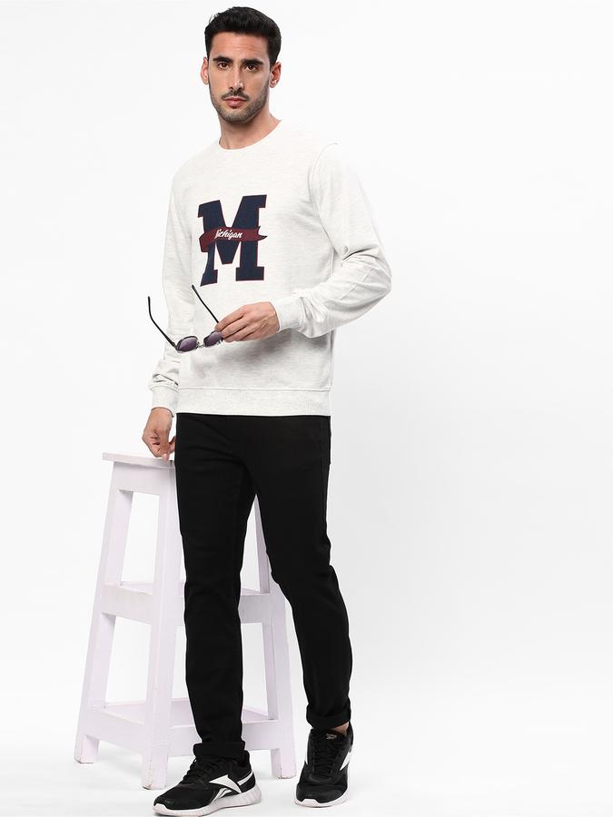 Men Cotton Regular Fit Crew Neck Graphic Sweatshirt
