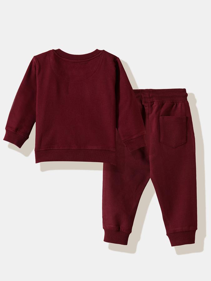 R&B Boys' Maroon Printed Co-ord Set