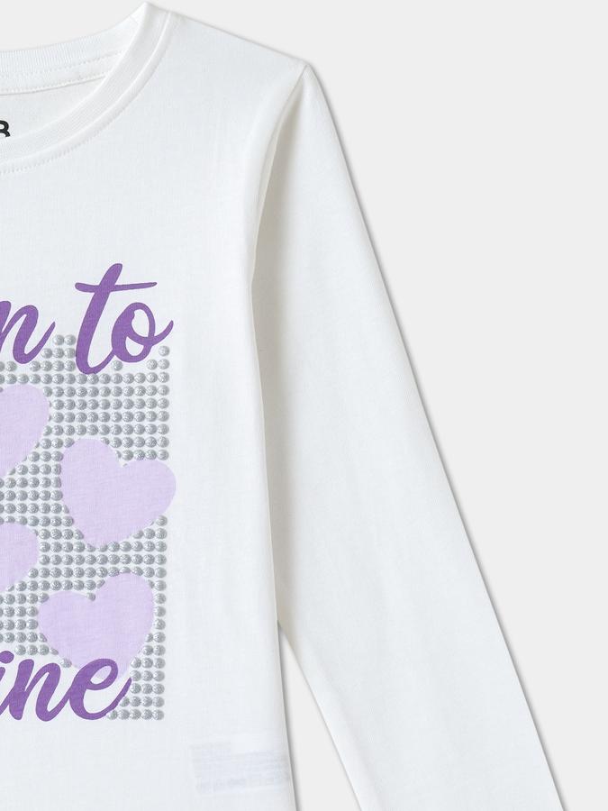 Girls Cotton Regular Fit Crew Neck Graphic T-shirt