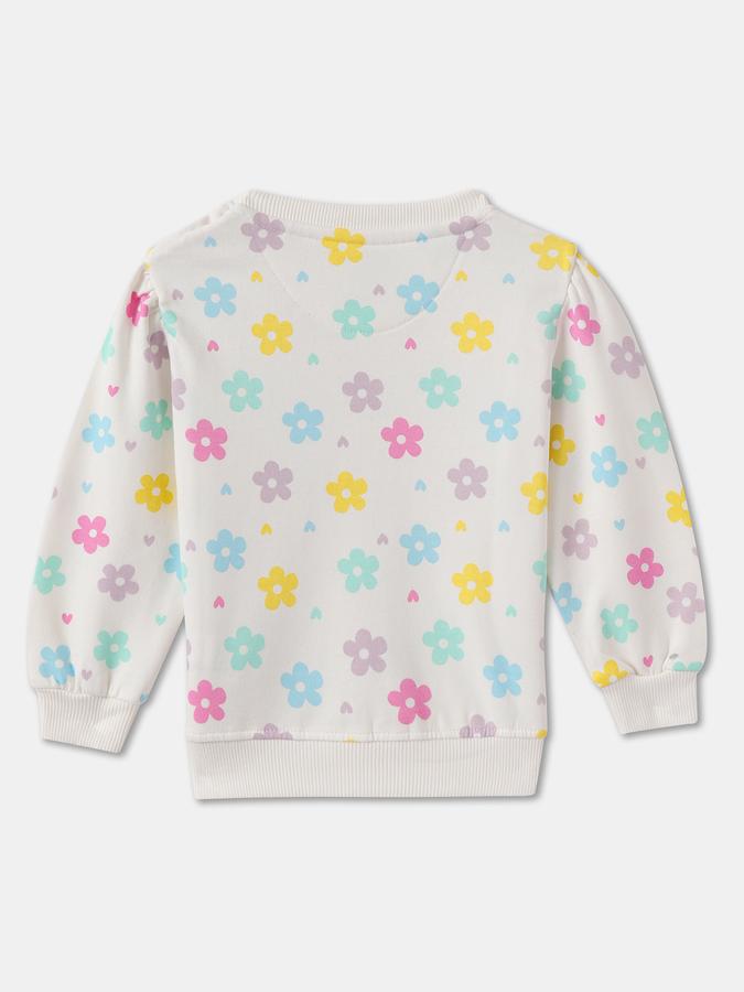 Girls Regular Fit Long Sleeve Crew Neck Floral Graphic SweaT-Shirt