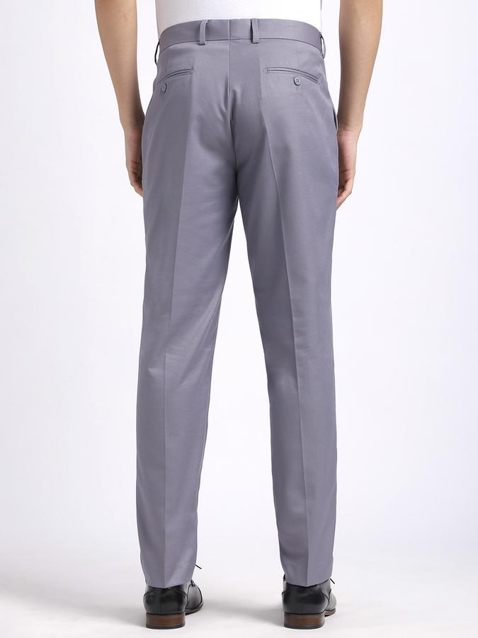 Men Poly Blend Regular Fit Flat Front Solid Trousers