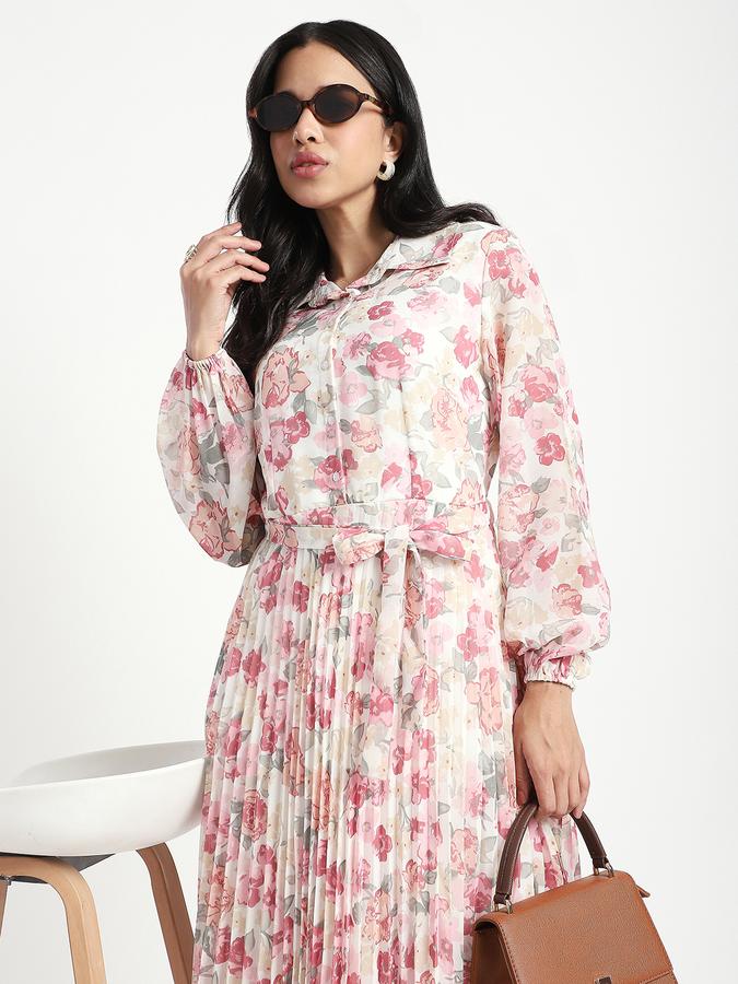 Women Polyester A-Line Midi Floral Dress
