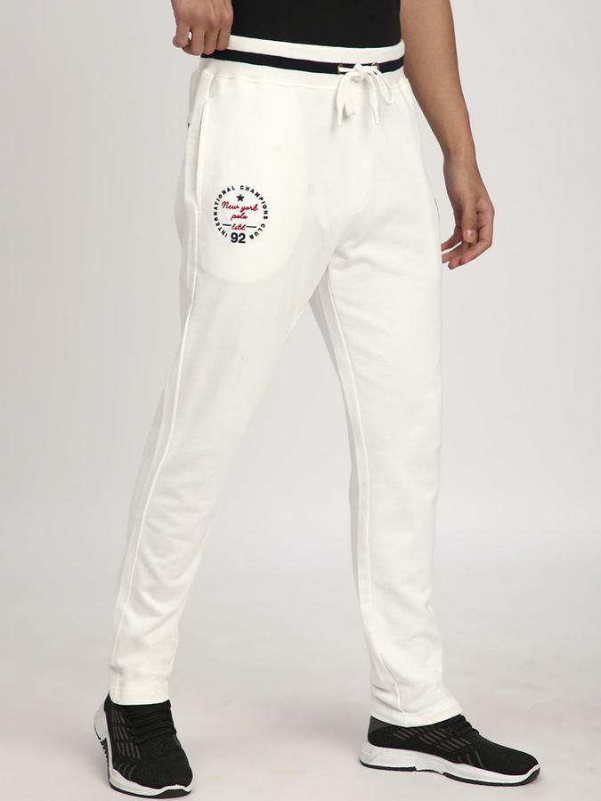 Men Fleece Tapered Fit Drawstring Waist Cuffed Hem Trackpants