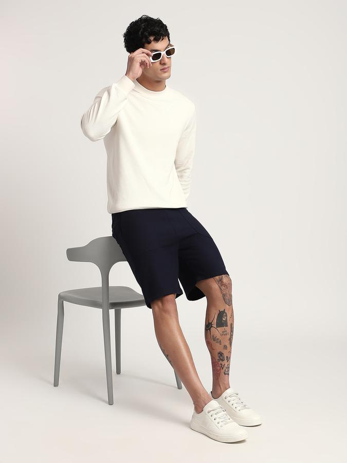 Men Cotton Blend Regular Fit Drawstring Waist Solid Shorts