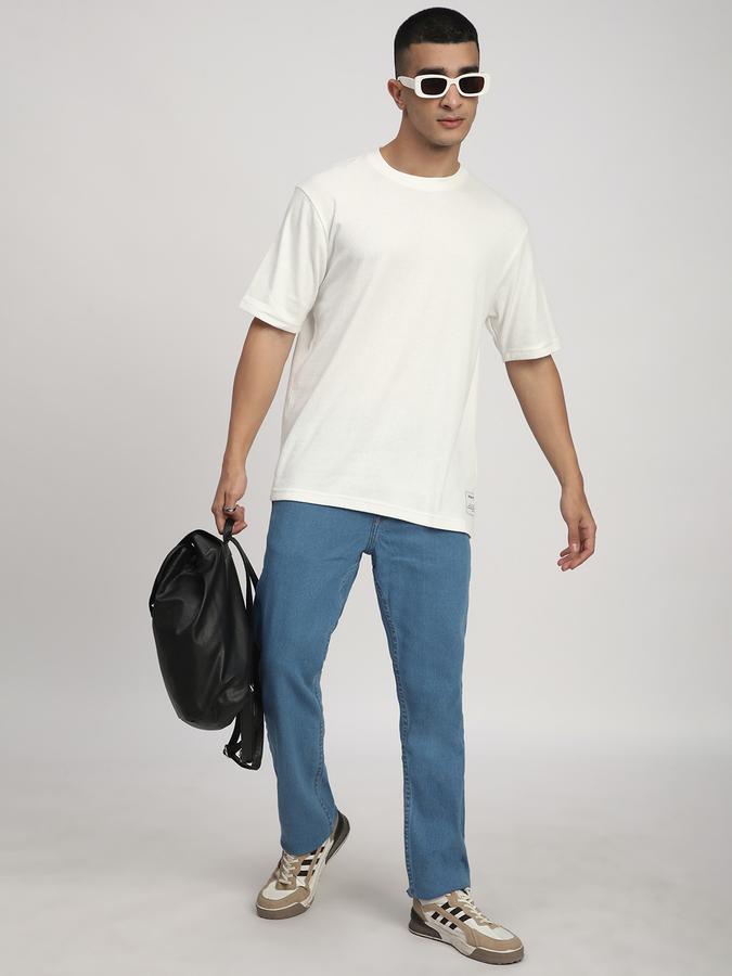 Men Polycotton Relaxed Fit Crew Neck Solid T-shirt