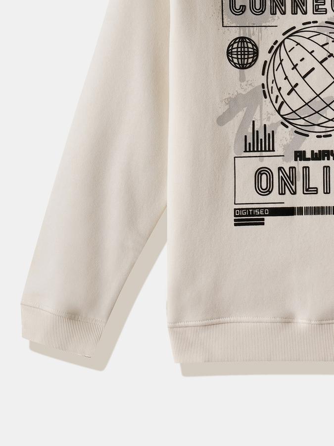 Boys Cotton Blend Relaxed Fit Crew Neck Graphic Sweatshirt