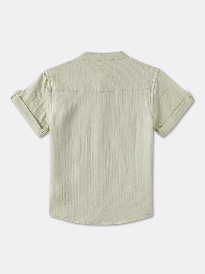 Boys Regular Fit Short Sleeve Mandarin Collar Shirt