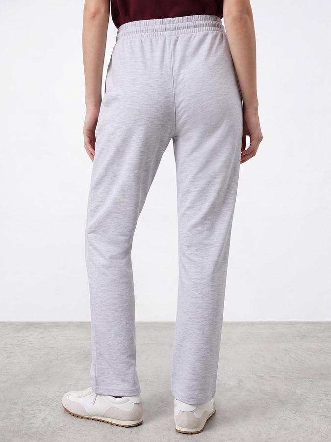 R&B Women Ecru Melange Solid Mid Rise Regular Fit Track Pant