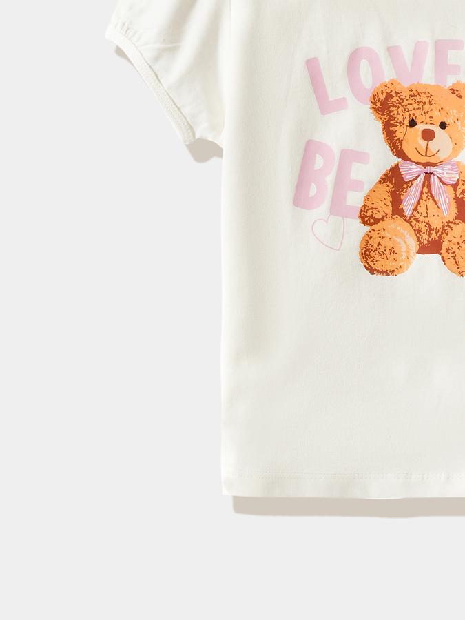 Girls Cotton Regular Fit Crew Neck Graphic T-shirt