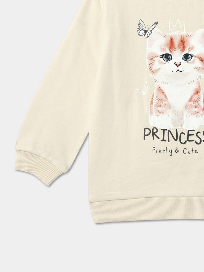 Girls Graphic Print Round-Neck Sweatshirt image number 3