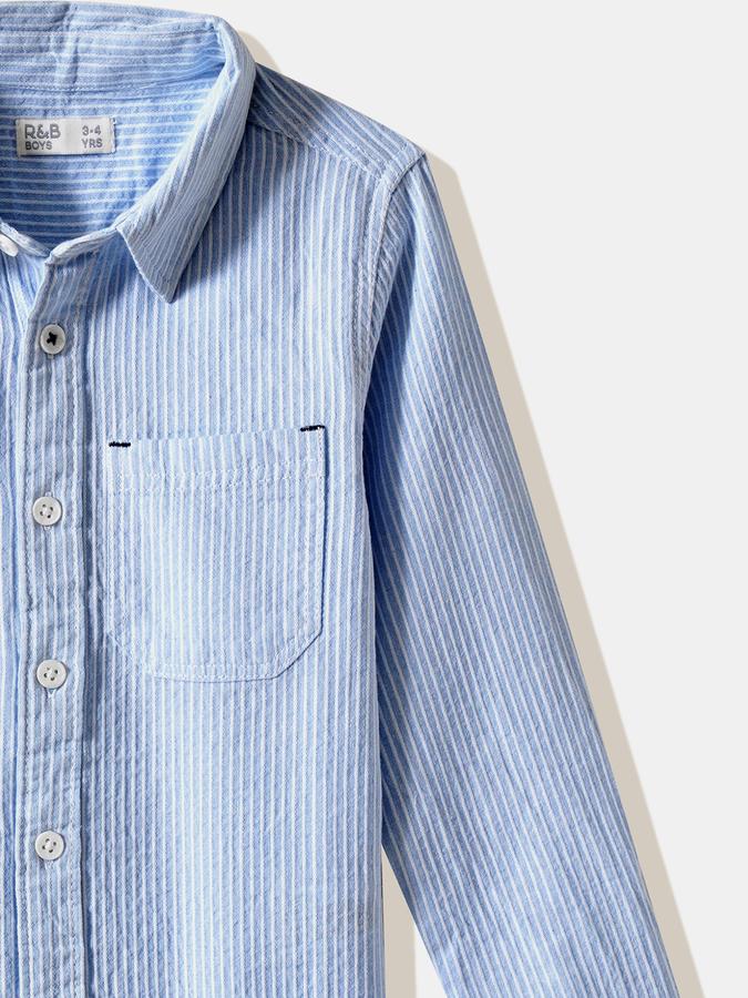 Boys Cotton Regular Fit Long Sleeve Striped Shirt