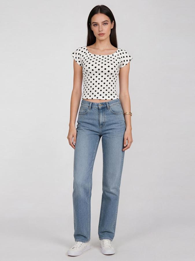 R&B Beige Printed Women Fitted Top 