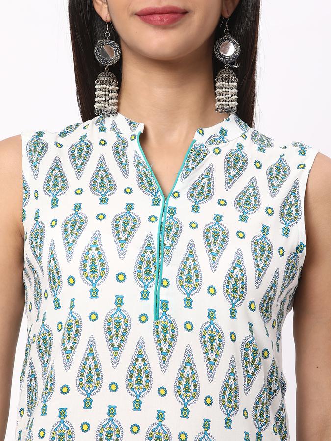 R&B Women's Printed Regular Straight Kurta Sleeveless image number 3