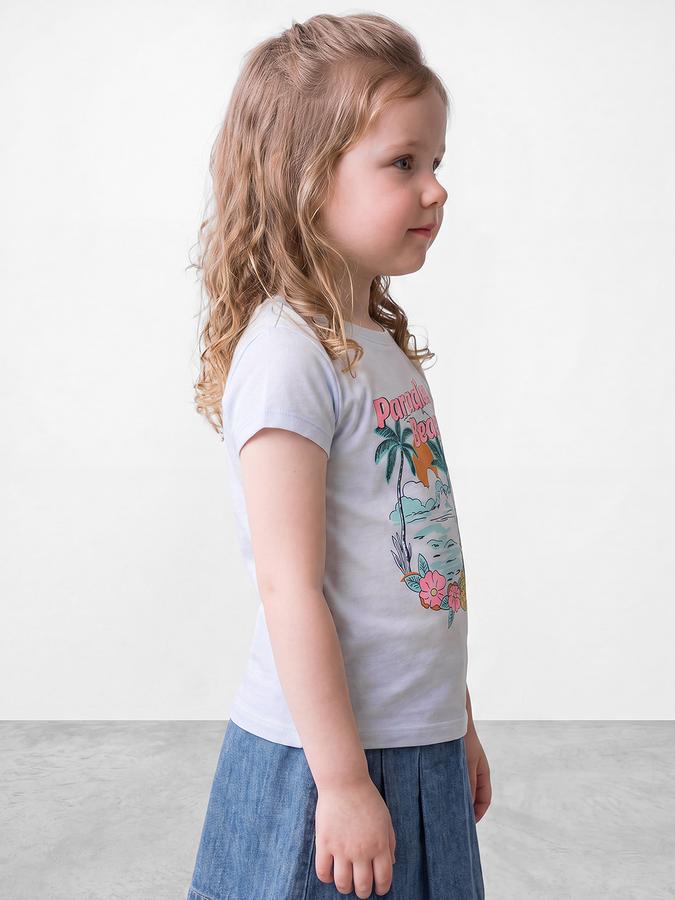 R&B Girls Light Blue Beach Graphic Print Short Sleeves Tshirt