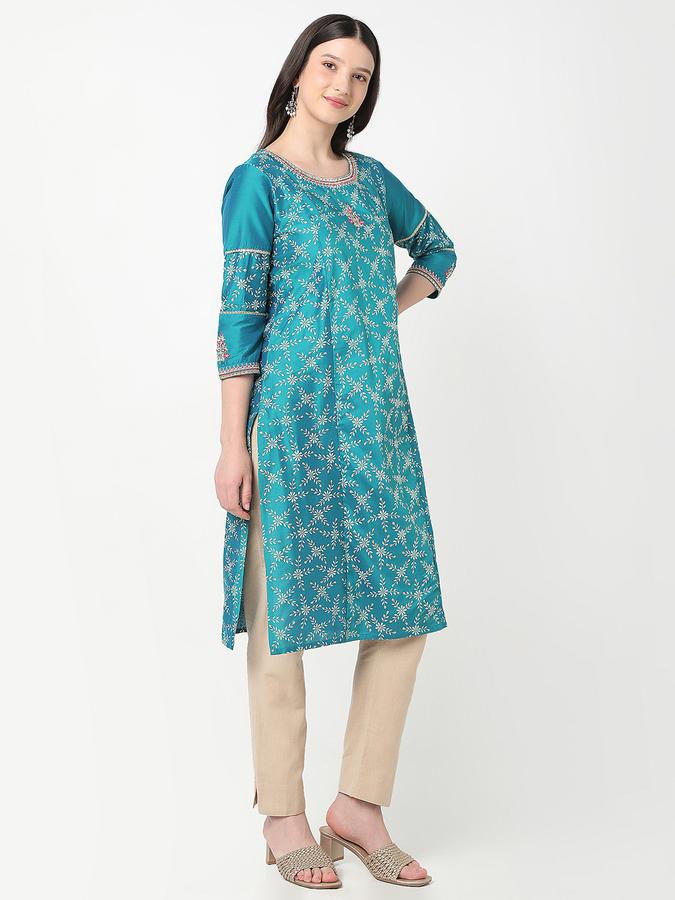 R&B Women's Teal Printed Kurta