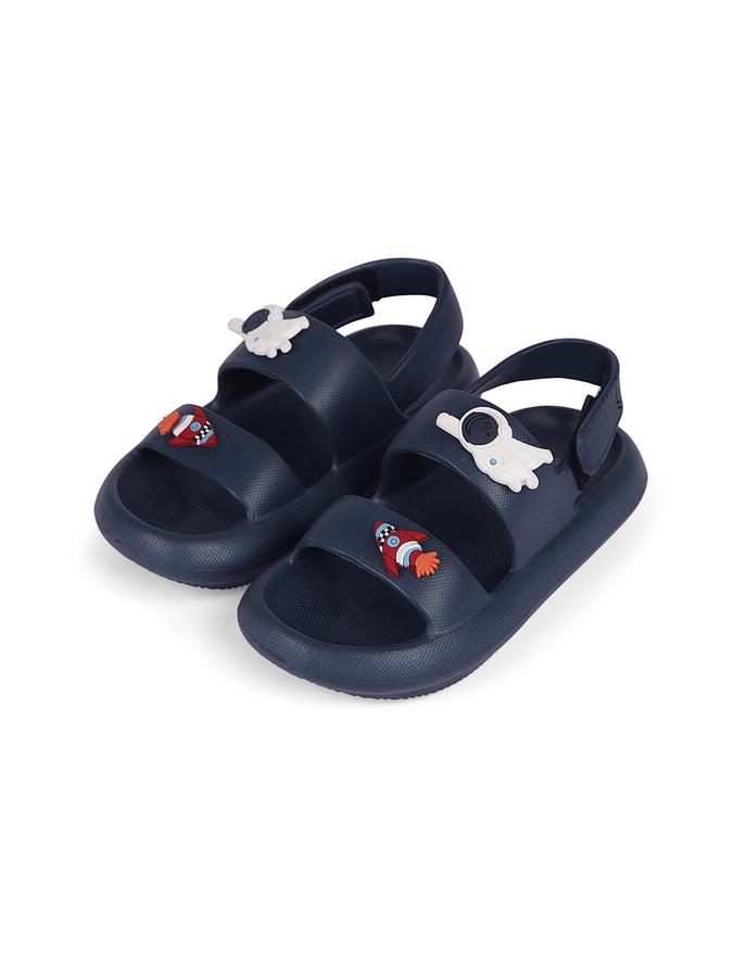 R&B Boys Navy Applique Work Sandal With Velcro Closure
