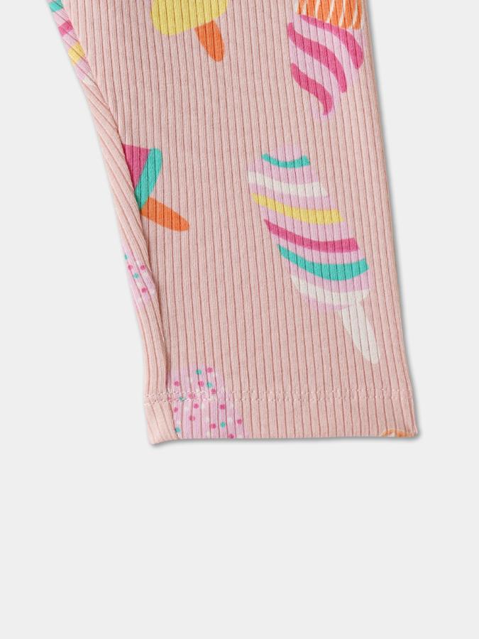 Girls Cotton Skinny Fit Elastic Waist Printed Leggings