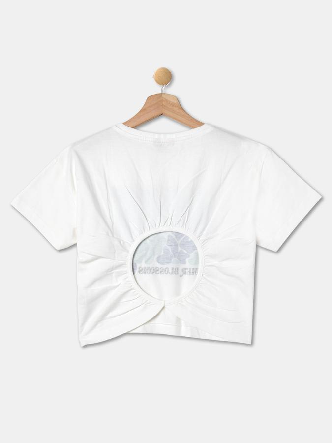 Girls Cotton Regular Fit Crew Neck Short Sleeve Graphic Top