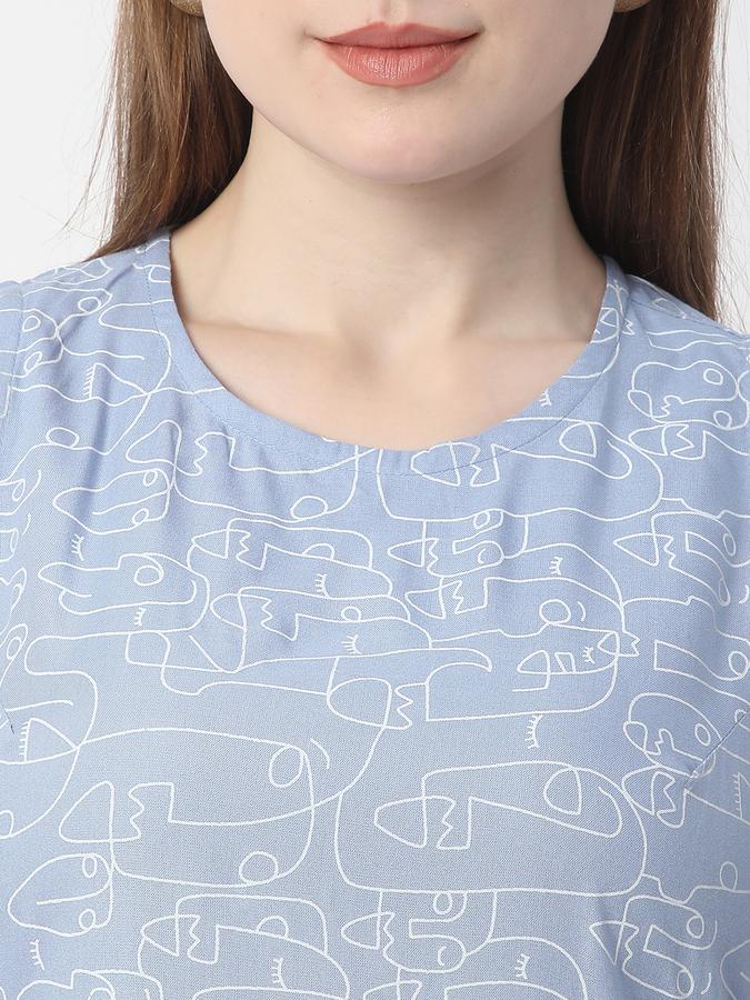 Women Rayon Regular Fit Round Neck Printed Kurta