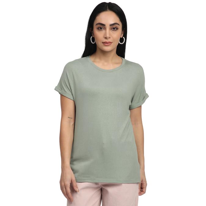 R&B Women Sage Solid Fitted T-Shirt