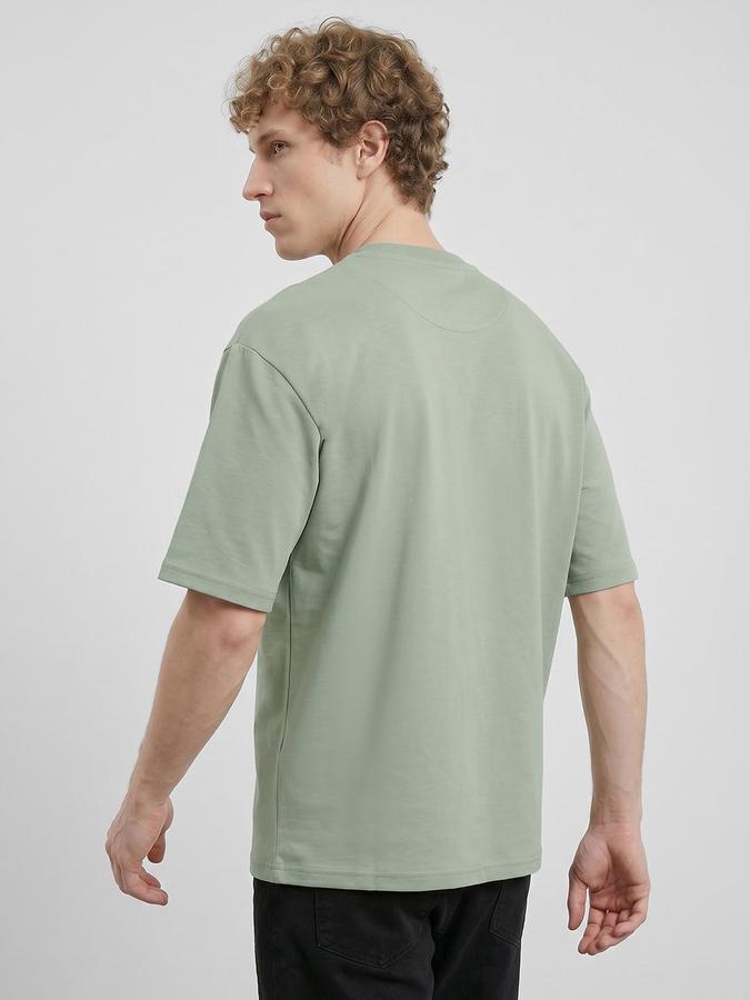 R&B Green Men Solid Short Sleeves Tshirt