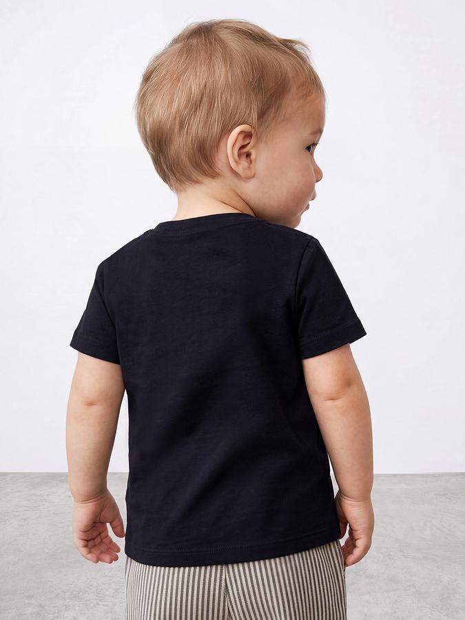 R&B Boys Navy Blue Graphic Print Short Sleeves Tshirt