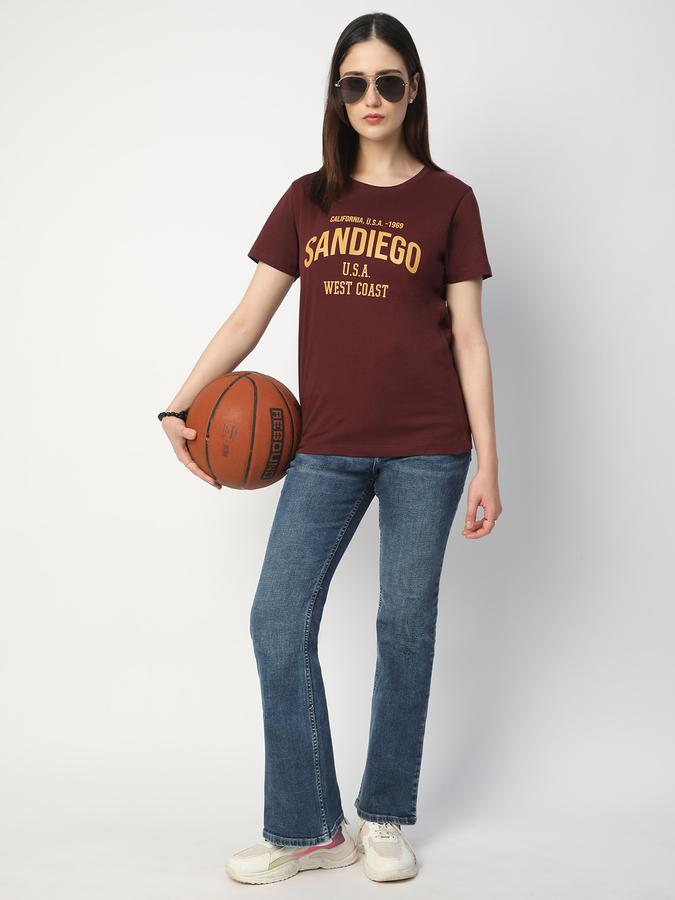 Women Cotton Regular Fit Crew Neck Graphic T-shirt