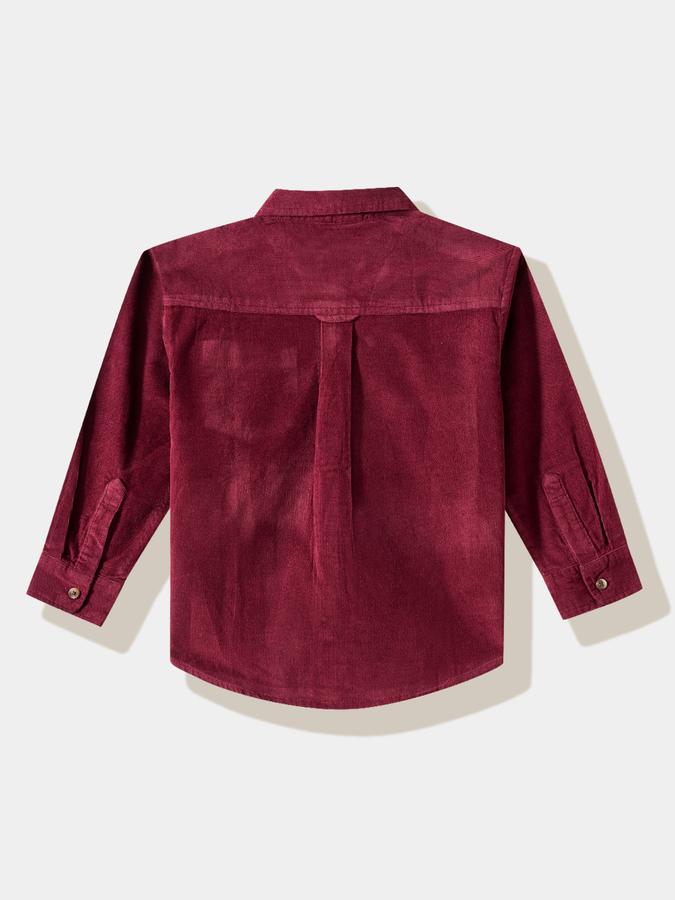 Boys Corduroy Regular Fit Long Sleeve Solid Shirt