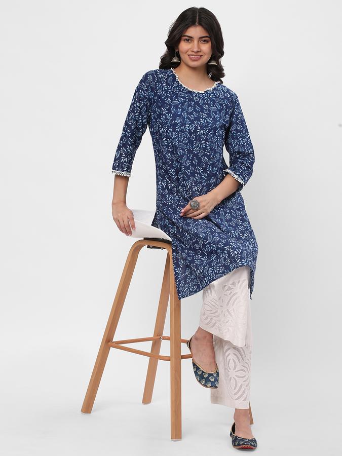 Women Leaf Print Straight Kurta image number 1