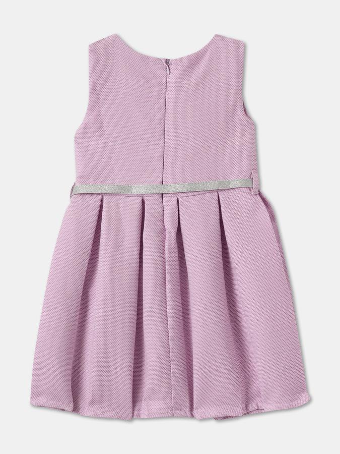 Girls Textured Sleeveless Round Neck Regular Dress