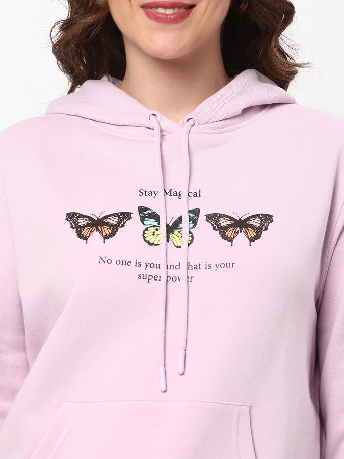 Women Cotton Regular Fit Hooded Graphic Sweatshirt