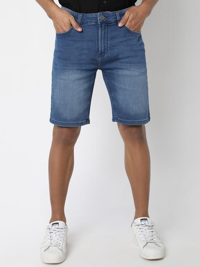 Boys Denim Slim Fit Button Closure Clean Hem Shorts