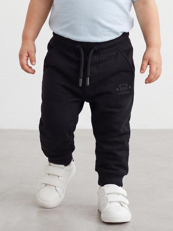 R&B Boys Black Graphic Print Elasticated waist Jogger Pant 
