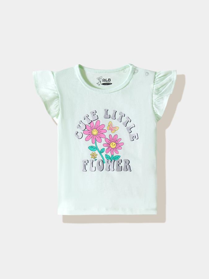 Girls Cotton Regular Fit Crew Neck Graphic T-shirt