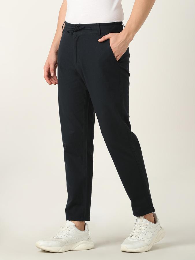 Men Slim Fit Flat-Front Trousers image number 1