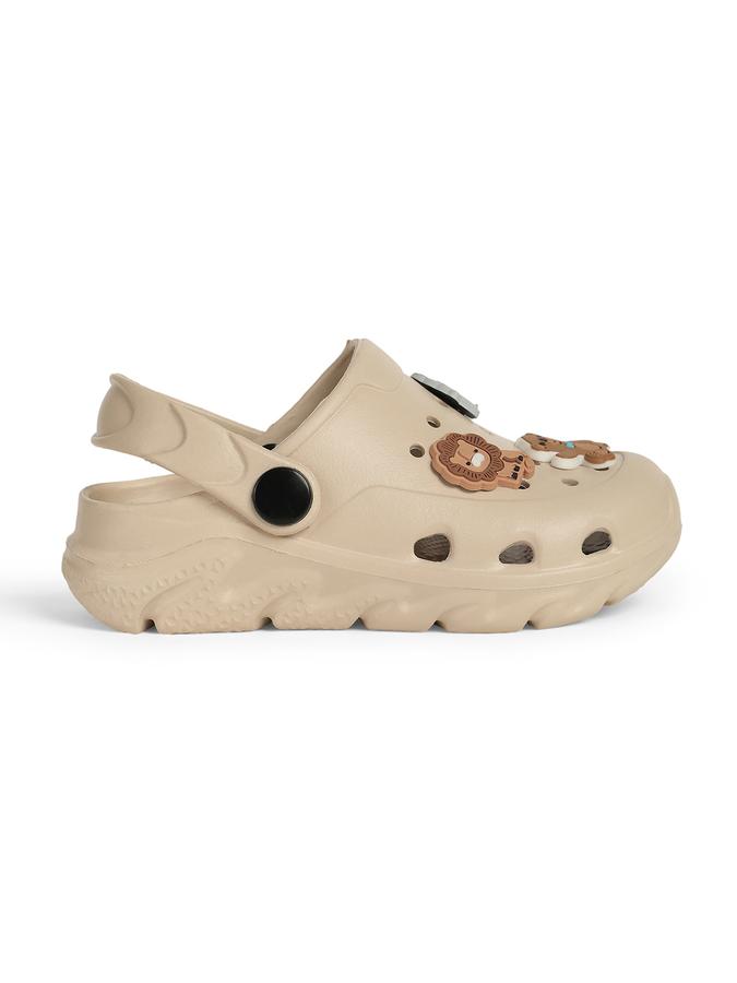 R&B Beige Embellished Slip On Boys Clogs