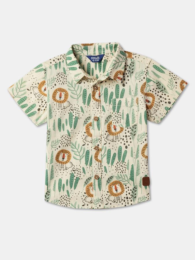 Boys Printed Regular Fit Shirt with Patch Pocket image number 0
